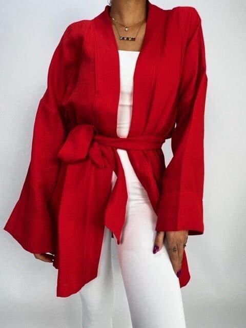 UNBOX Linen Red Cardigan