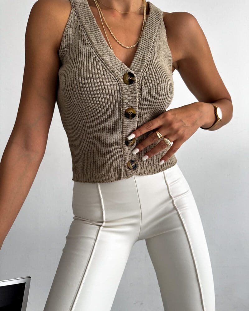 Halter Elegance Vest- Beige