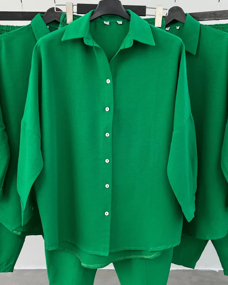 Green Bat Sleeve Shirt Set