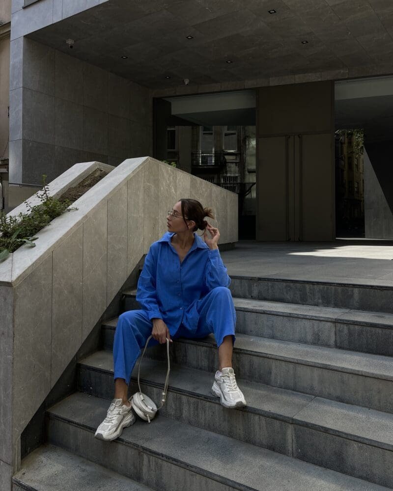 Textured Tranquility Blue Outfit
