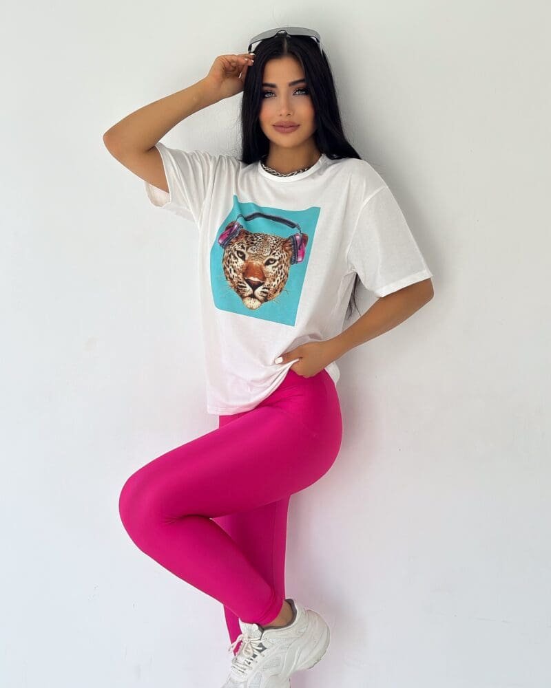 Pink Leopard oversized Tee