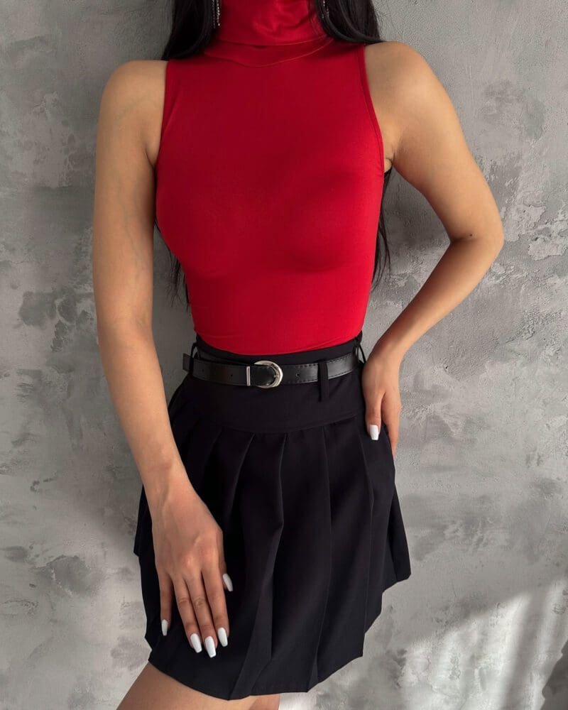 Red High Neck Bodysuit