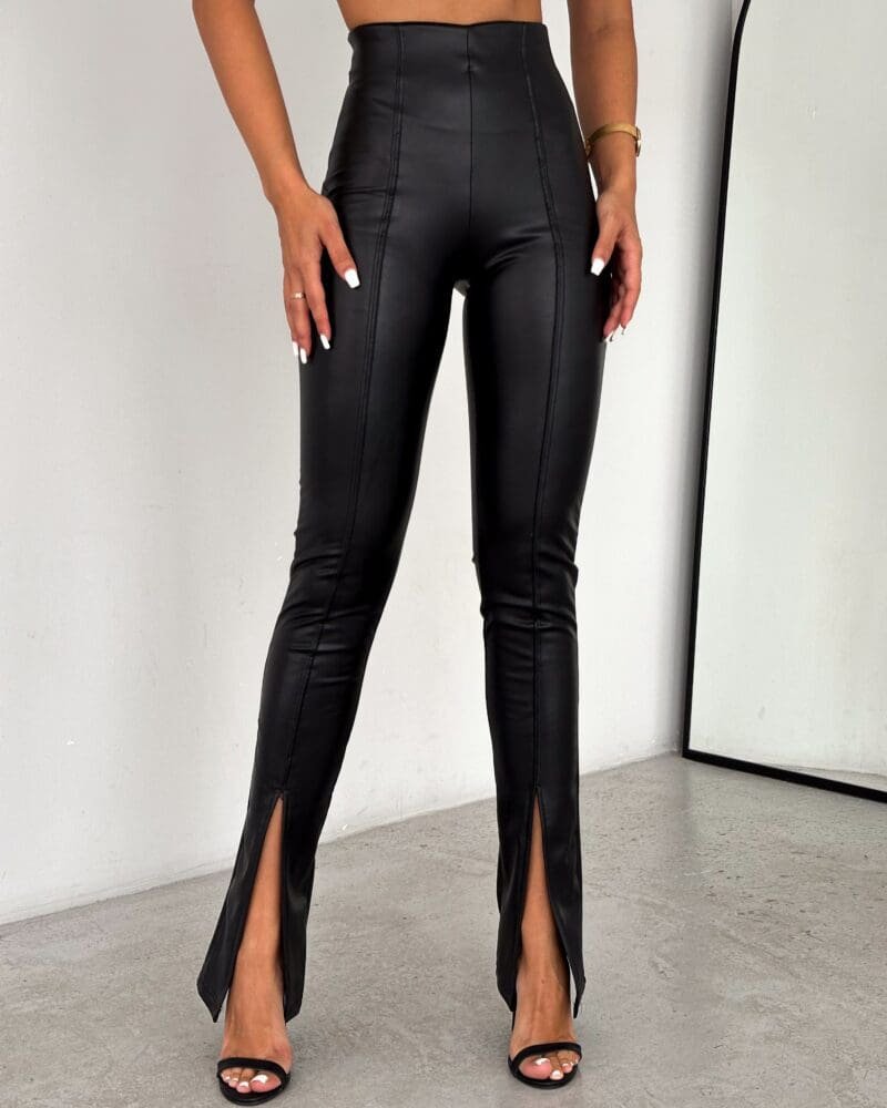 Black Faux Leather Flare Leggings