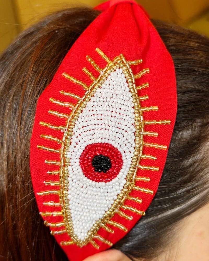 Crimson Gaze Beaded Headpiece