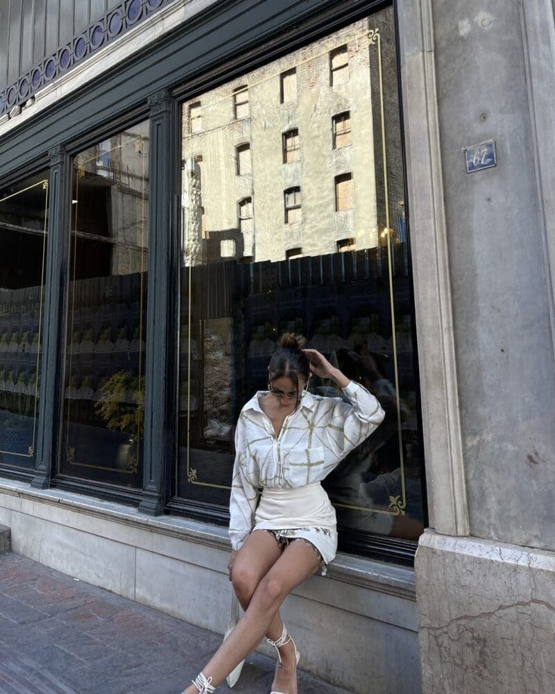 Beige linen skirt