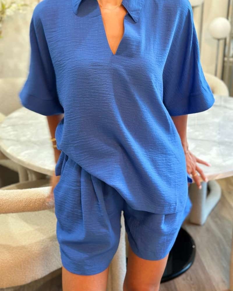 Oversized Linen Suit - blue