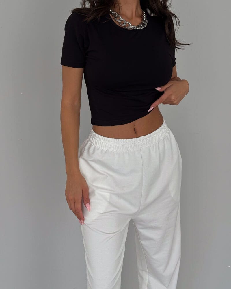 GlamourGlide Cropped Tee- Black