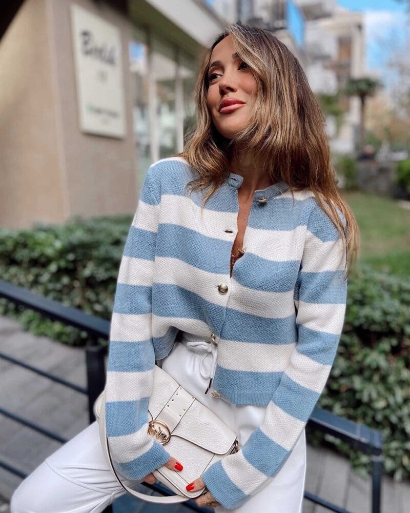 Striped Blue Cropped Jacket