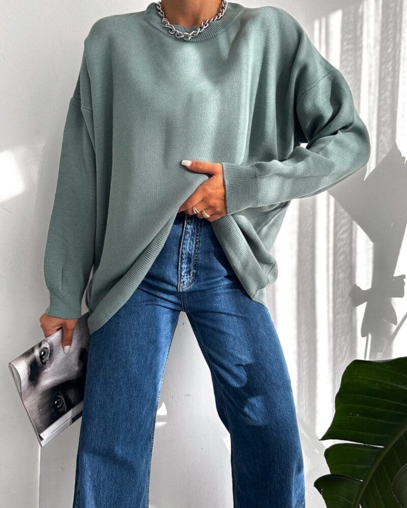 Cotton-Blend Crewneck Sweatshirt-Green