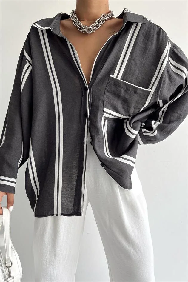 Black stripe Oversize Fabia Shirt