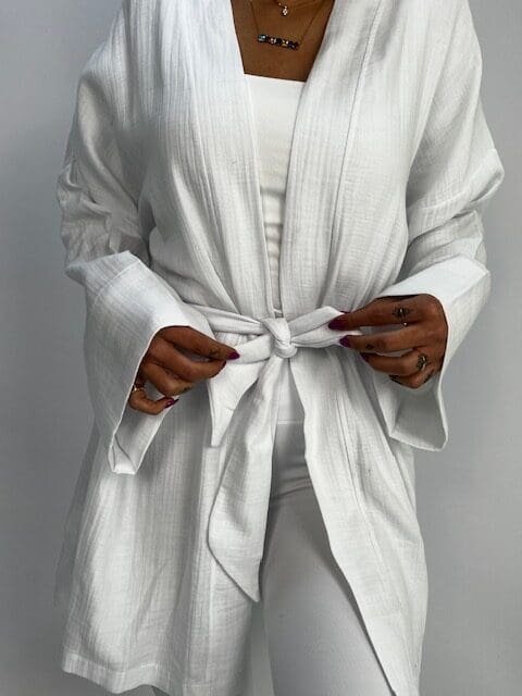 UNBOX Linen White Cardigan  Copy