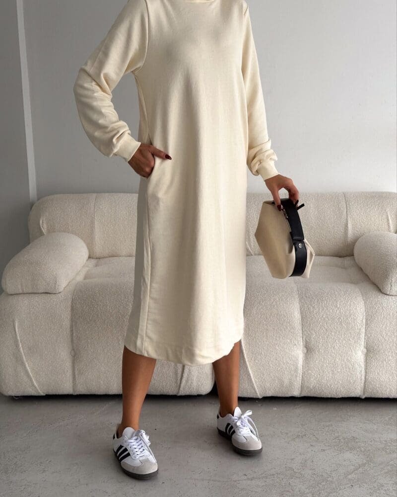 Beige Urban Hooded Dress