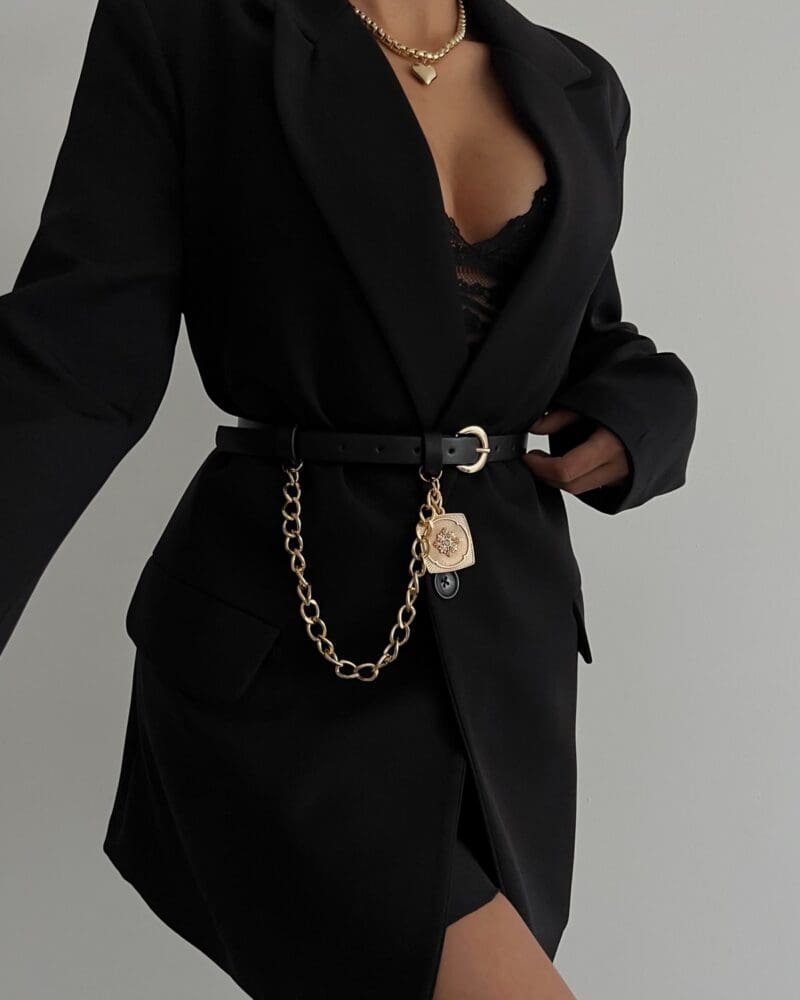 Luck Buckle Chain Belt Black