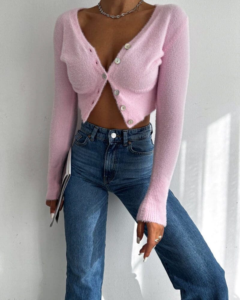 Baby Pink Slim Cardigan