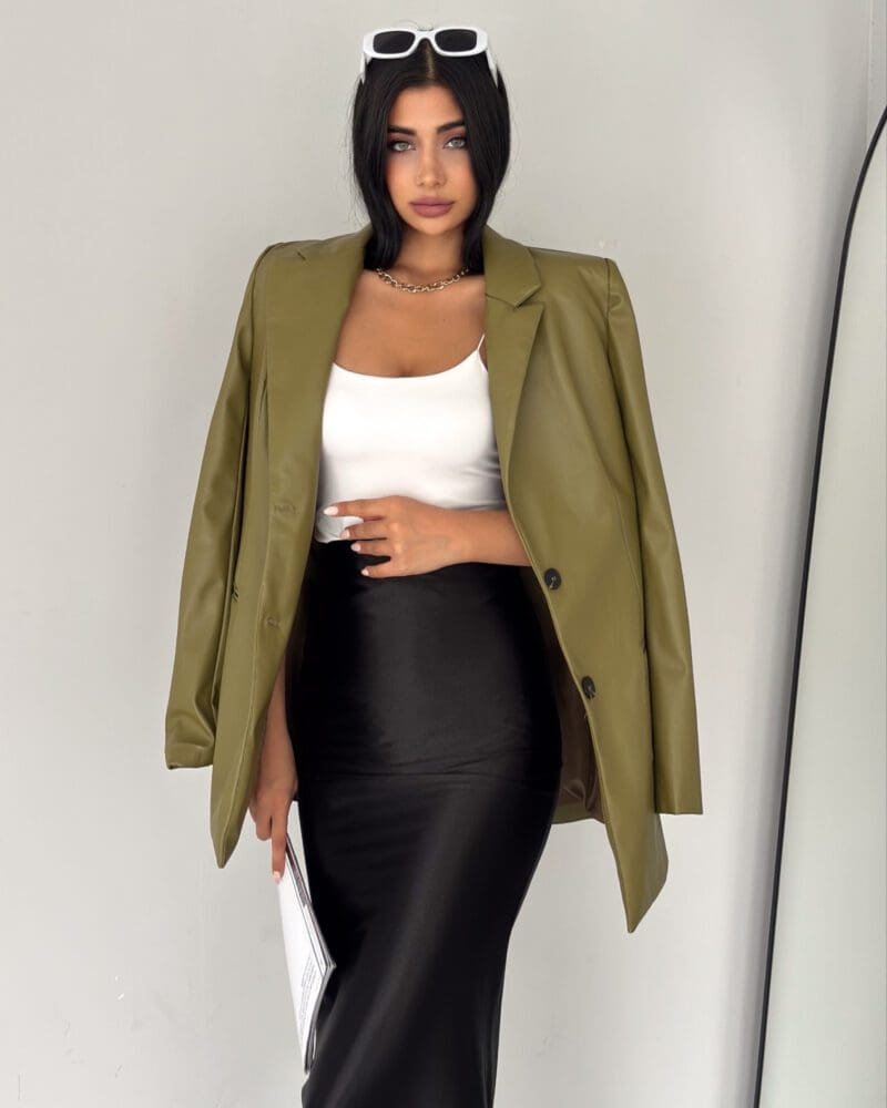 Faux Leather Forest Blazer
