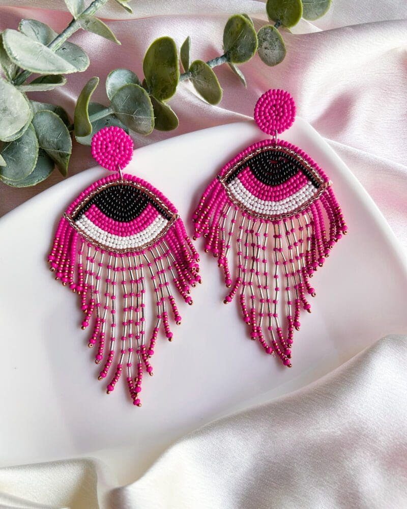 Rosey Evil Eye Earrings