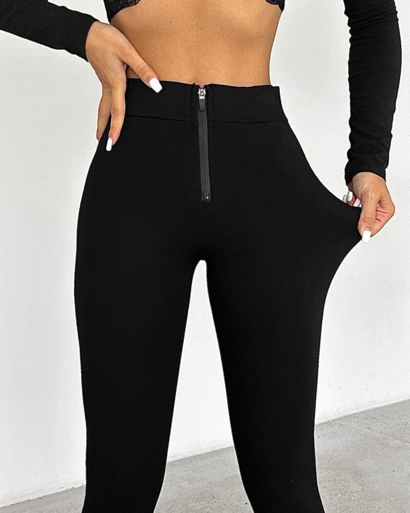 Black zipper leggings