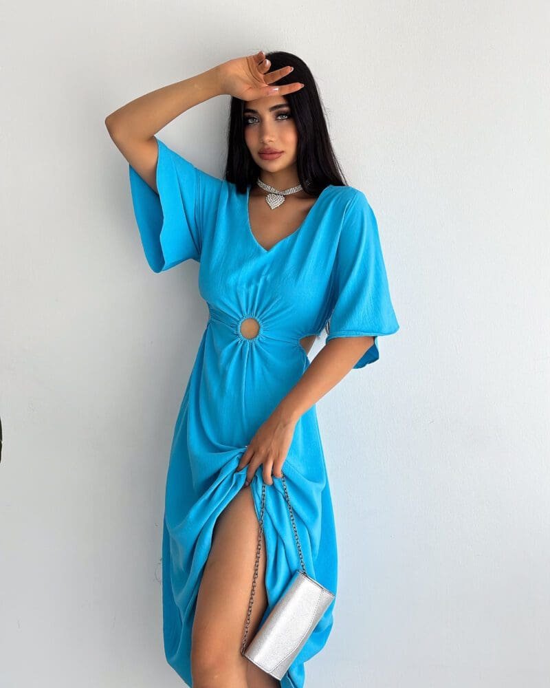 Timeless Ring Detail Blue Dress
