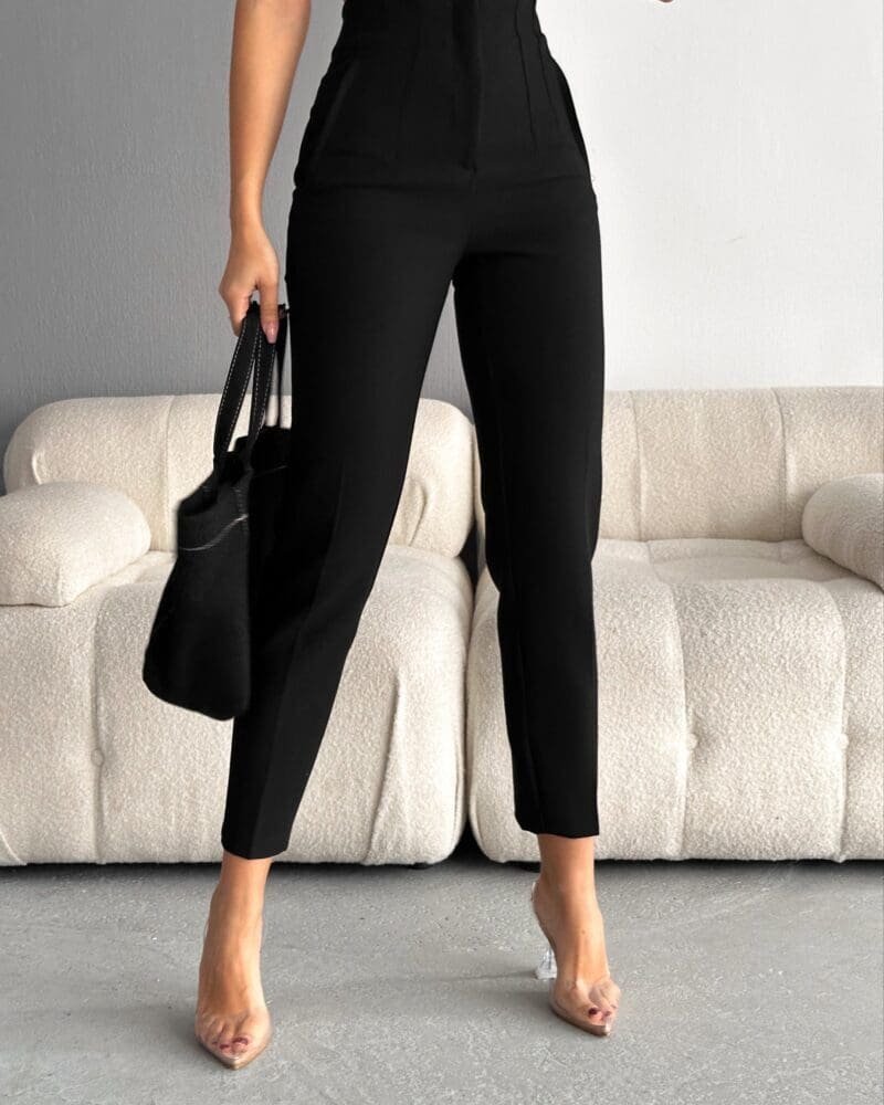 Black High Waist Pleated Pants