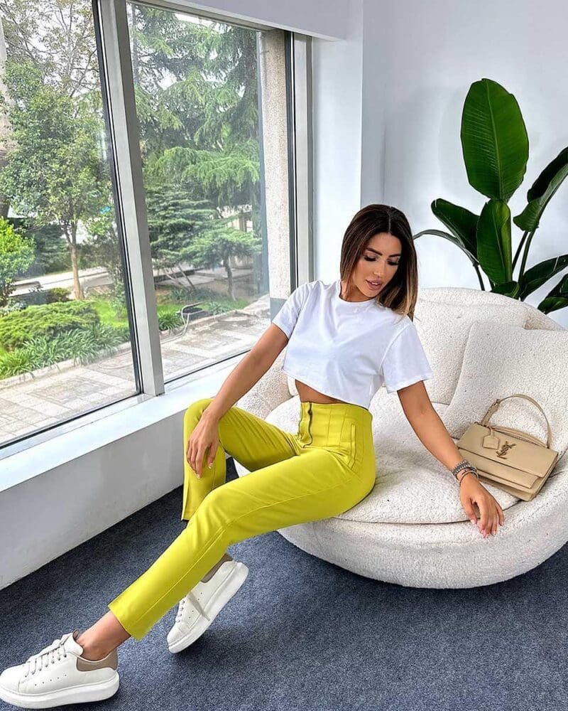 LEMON HIGH WAIST PLEATED PANTS