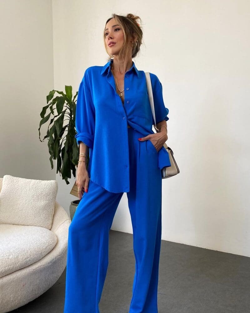 Linen blue suit