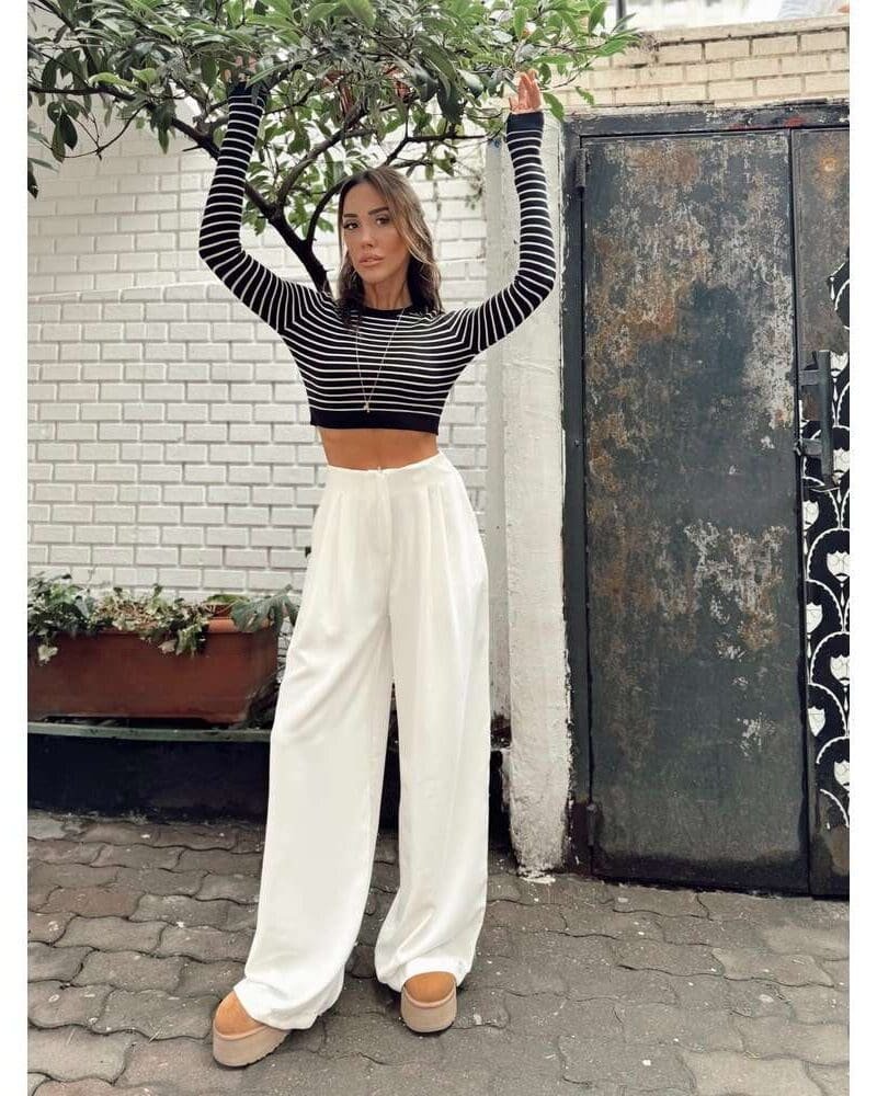 White Swan Wide-Leg Trousers