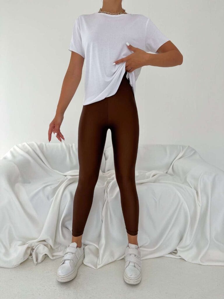 LYCRA HIGH-WAISTED LEGGINGS CHOCO