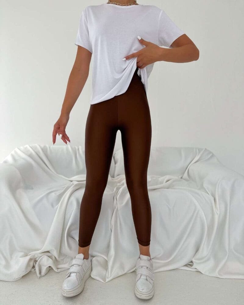 LYCRA HIGH-WAISTED LEGGINGS CHOCO