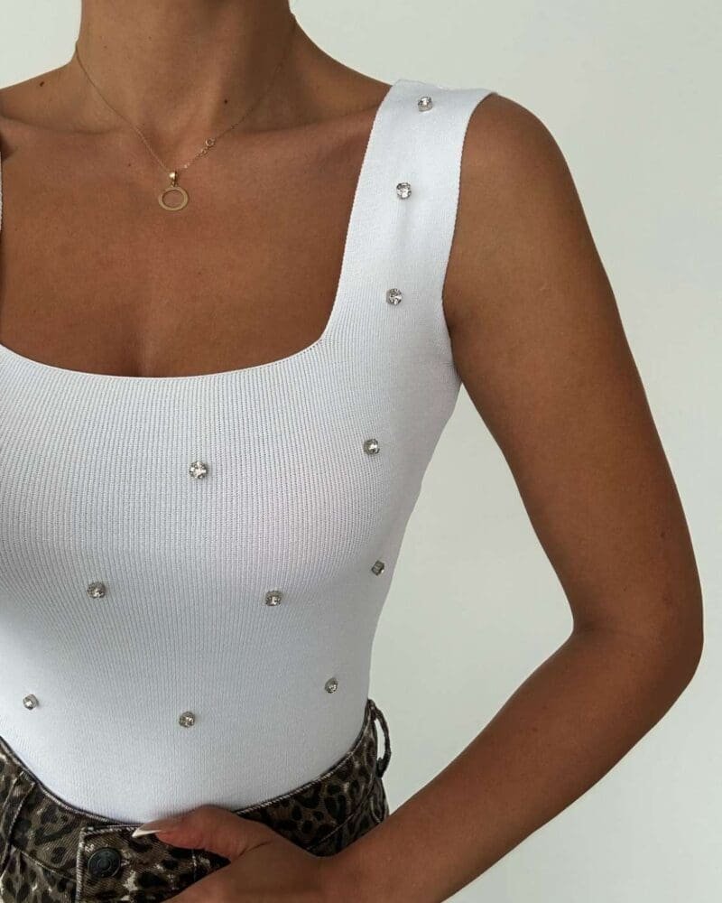 Sparkle Stitch Top- White