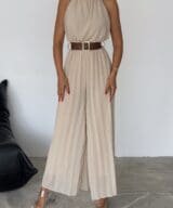 Chic Cinch Jumpsuit Beige