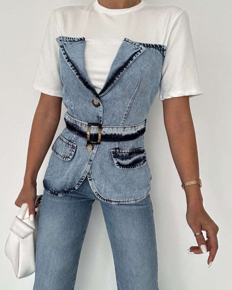 Denim Vest Top Combo