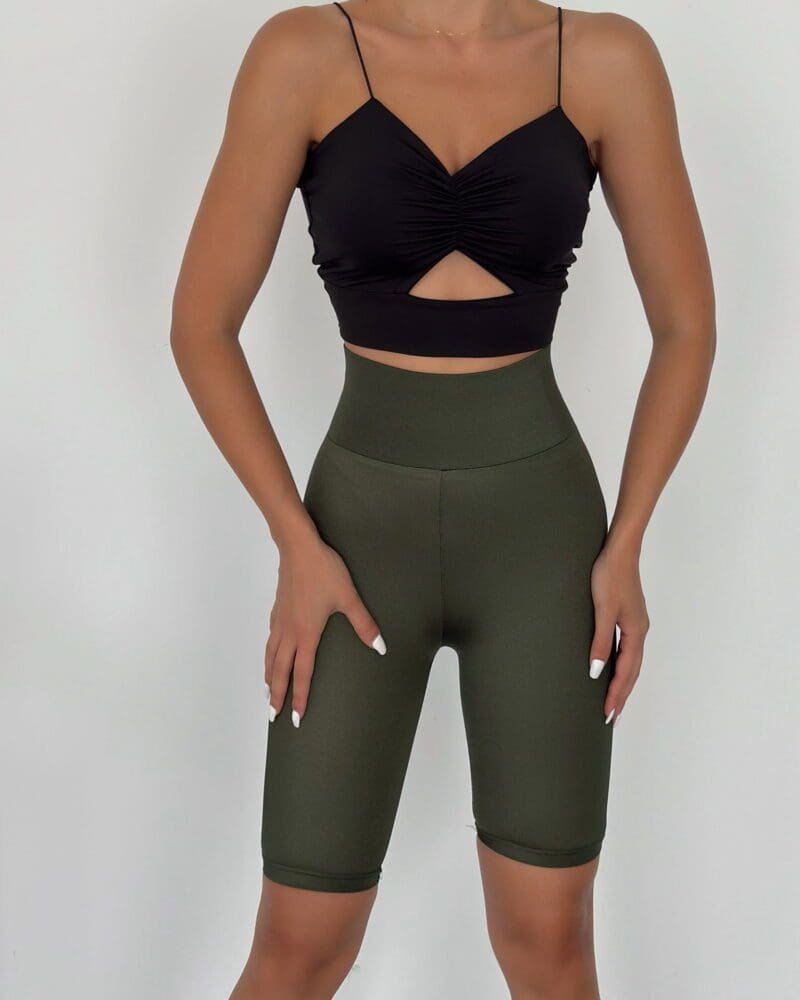 LYCRA HIGH-WAISTED SHORTS OLIVE