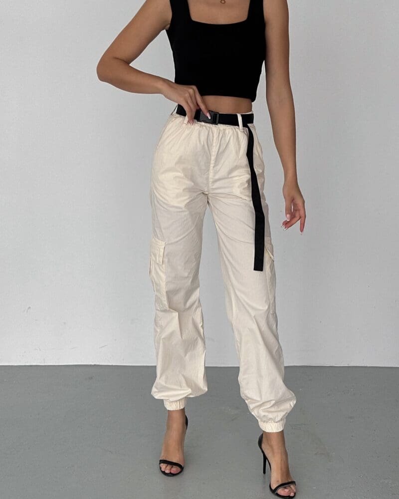 Cream Utility Joggers