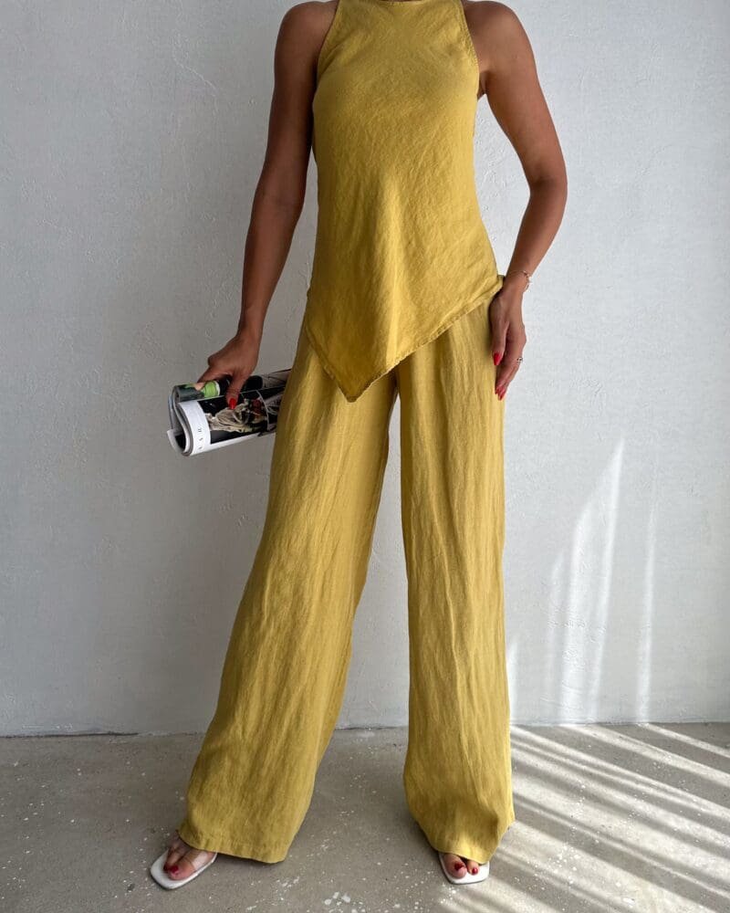 Khaki Pure Linen Set