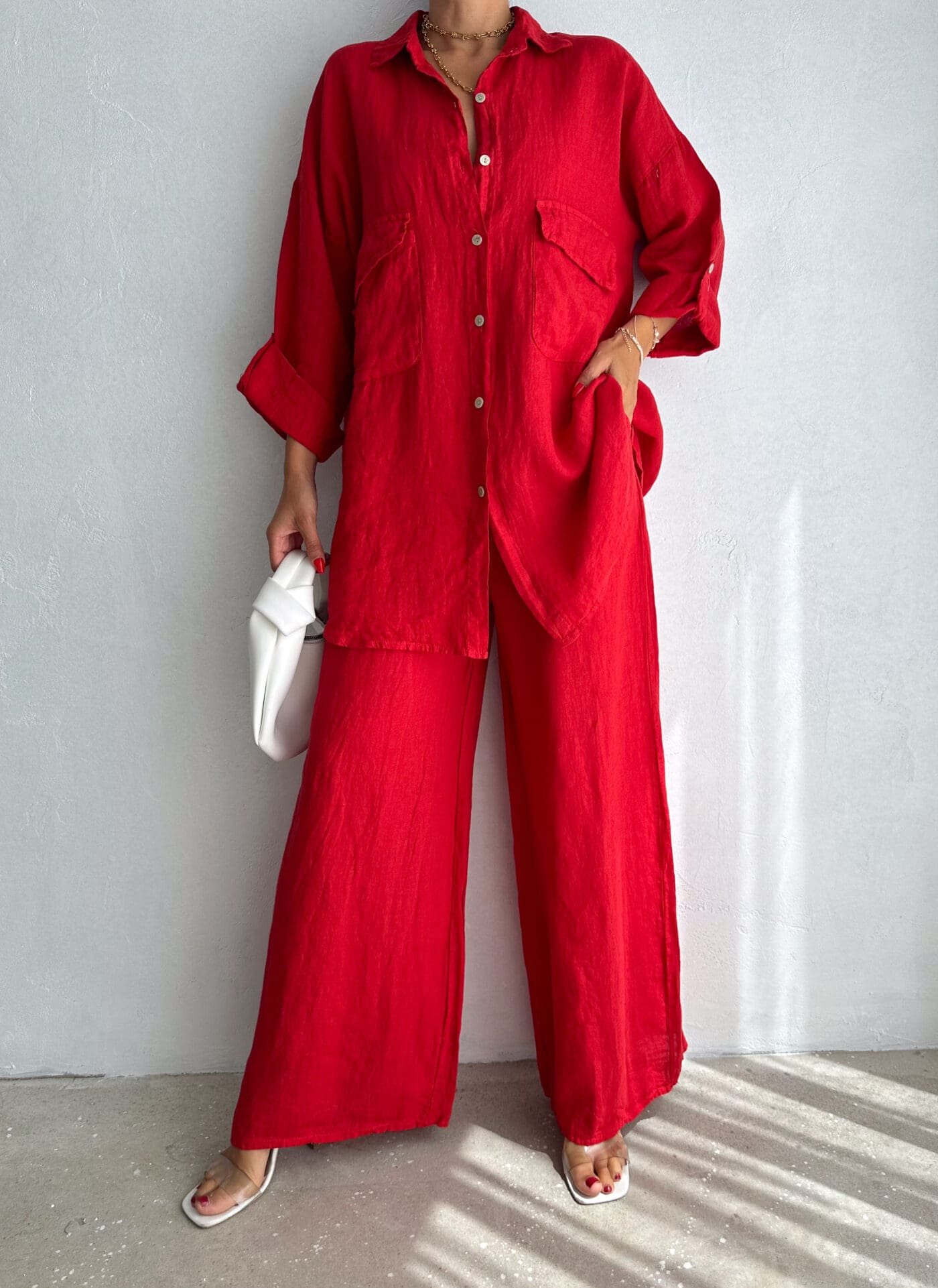 Sunlit Linen Set - Red