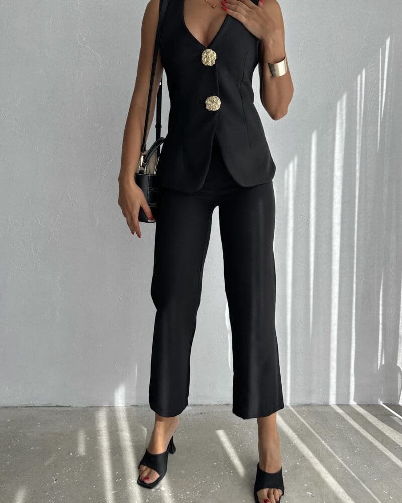 Noir Black Vest Set