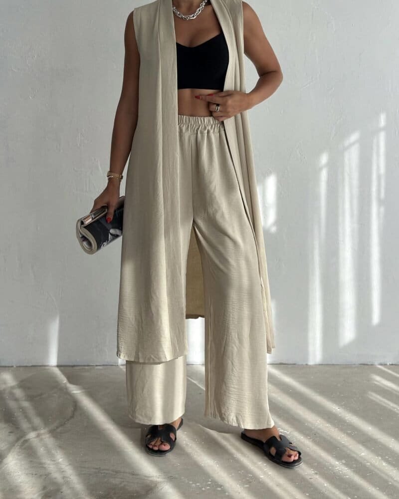 Minimalist Long Cardigan Two-Piece Set