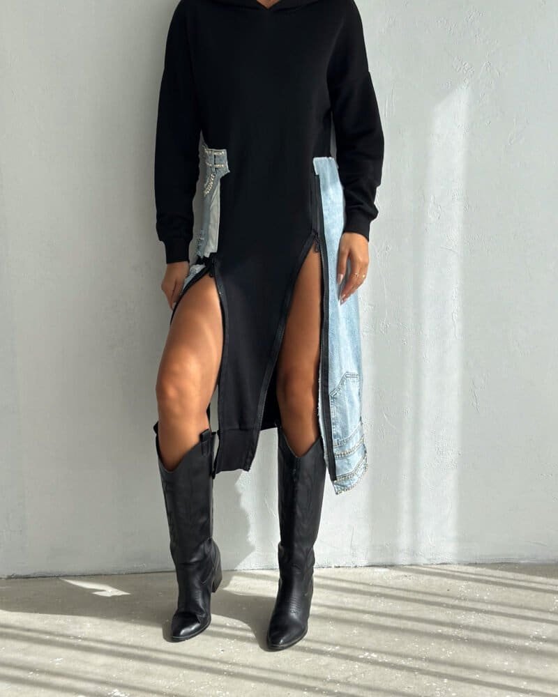 Slit Denim Dress