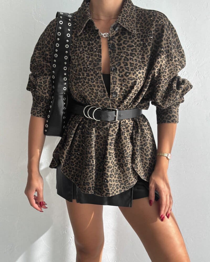 Sparkle Denim Jacket- Brown
