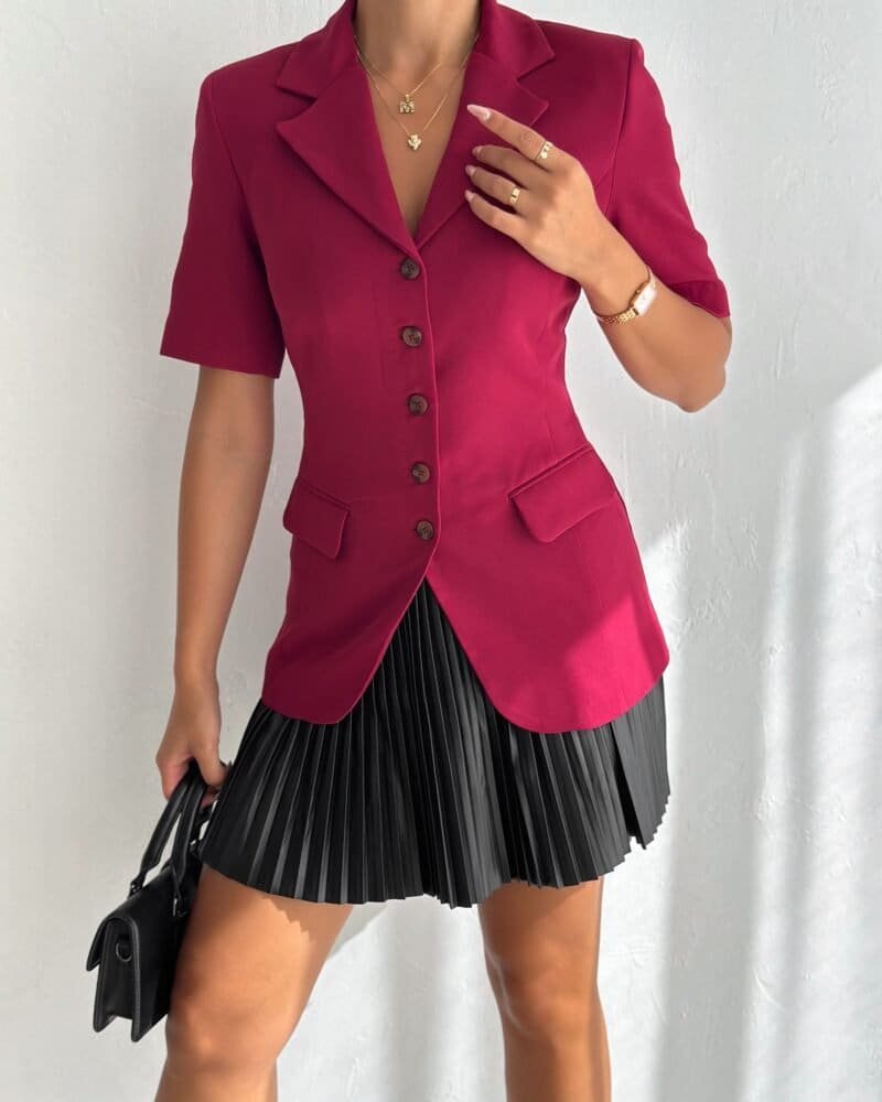 Power Play Edge Blazer - Burgundy