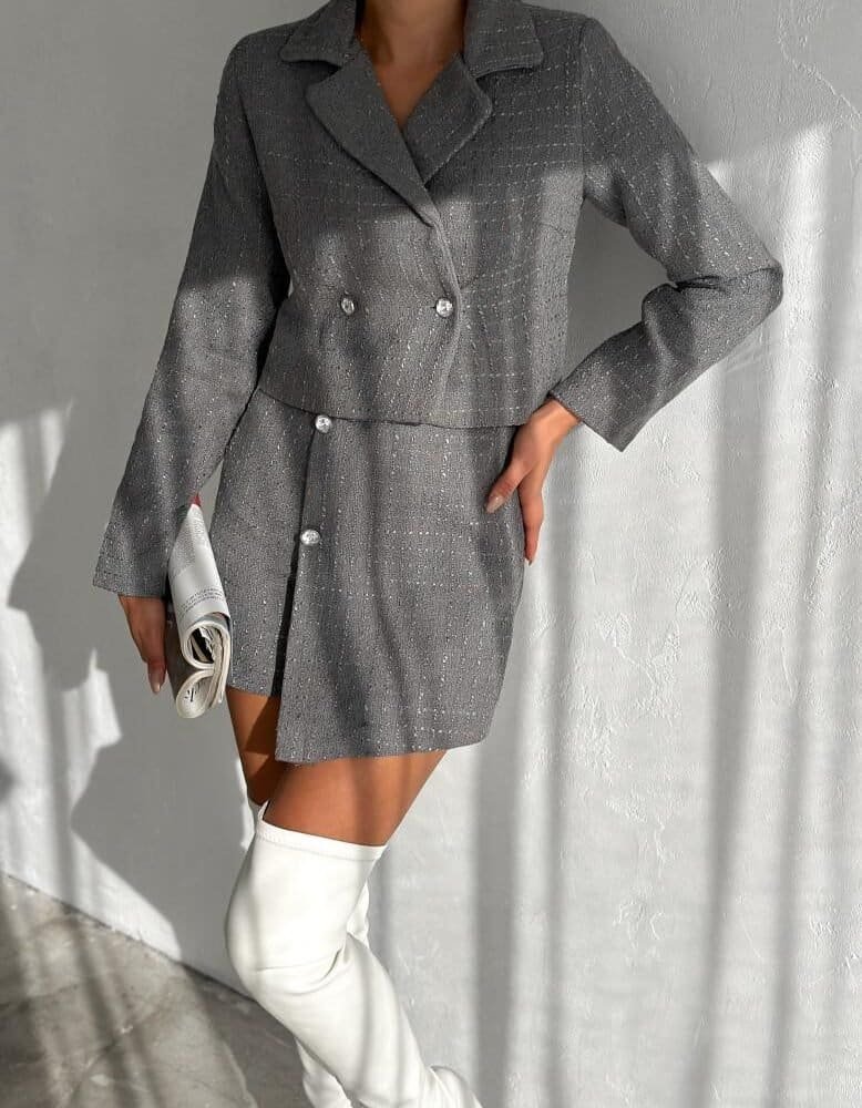 Tailored Chic Set-Grey