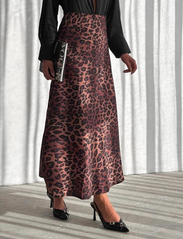 Leopard Silk Skirt
