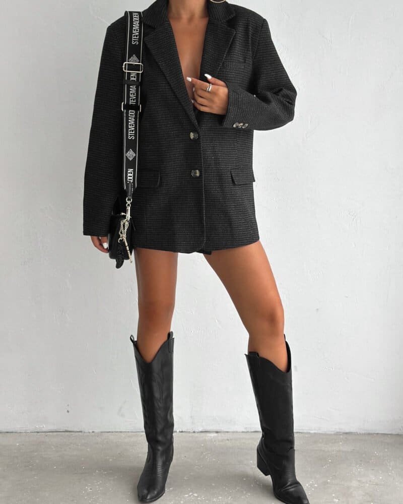 Buttoned Tweed oversized blazer