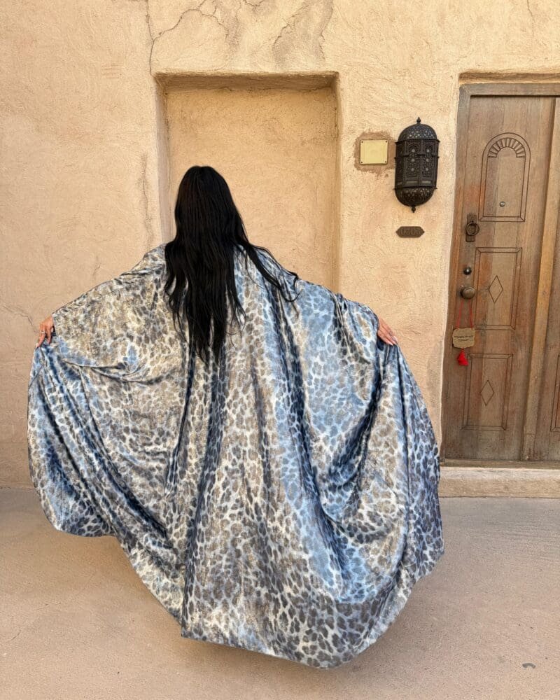 Blue/ Silver Leopard Abaya