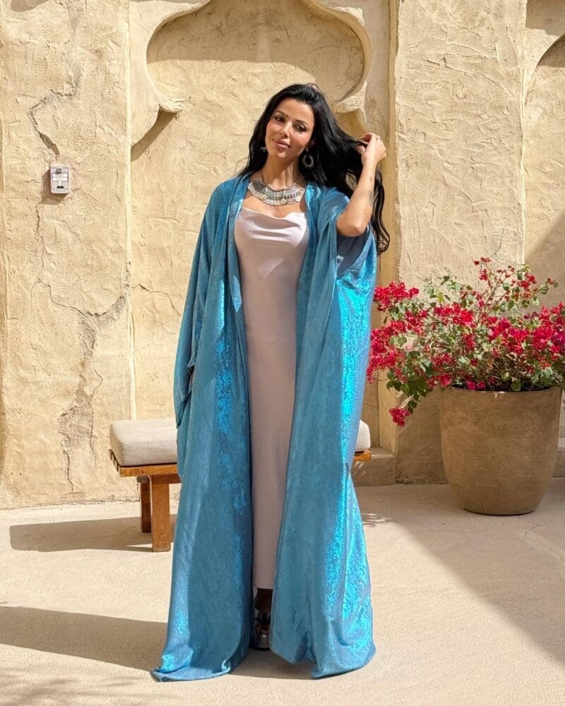The Metallic Turquoise Diamond Abaya