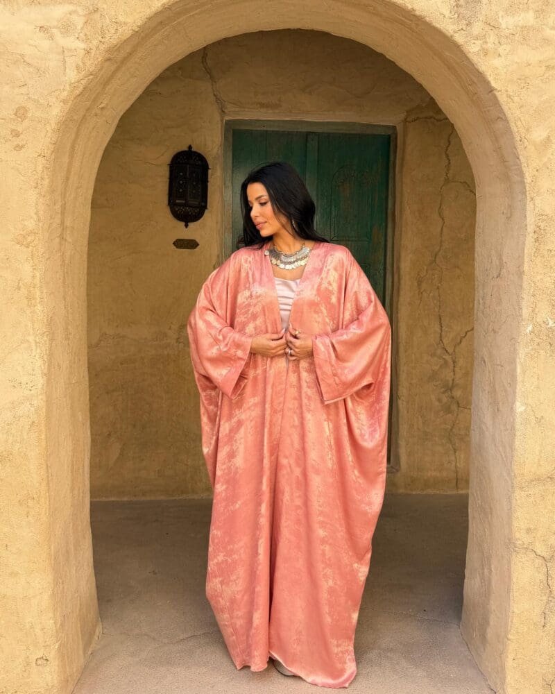 Peach Diamond Abaya - Long Sleeves