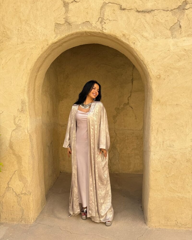 Beige Diamond Abaya - Long Sleeves