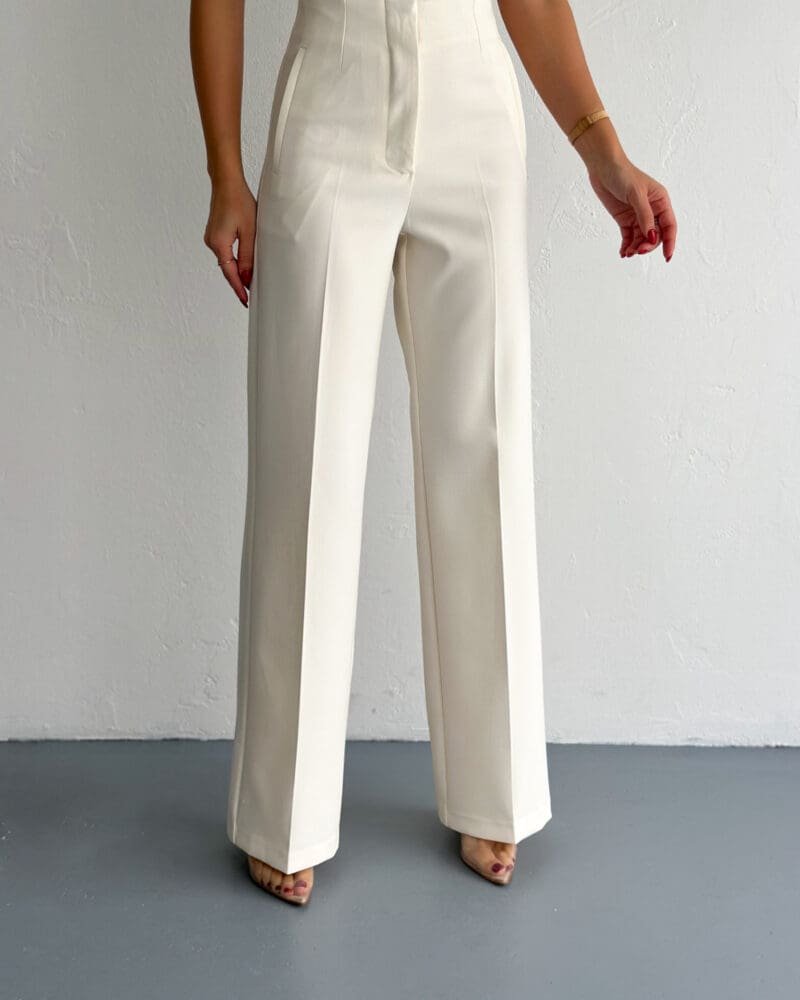 Ivory Grace Pleat Flare Pants