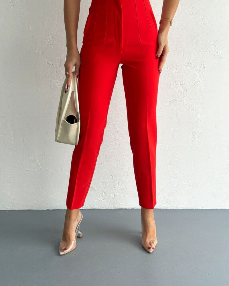 ORANGE  HIGH WAIST PLATED PANTS