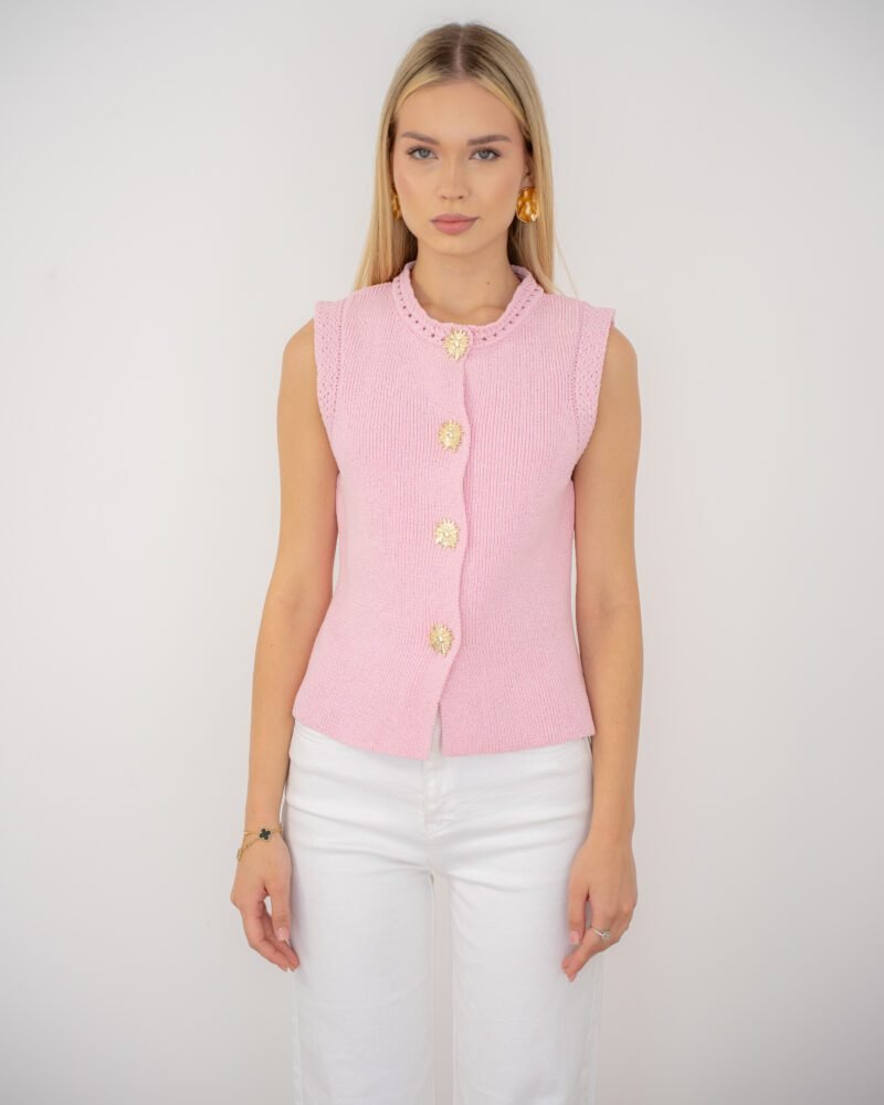 Blossom Knit Vest – Pink